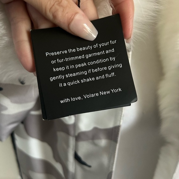 Volare New York Camouflage white fox fur jacket with hood size S NWT - Picture 10 of 15